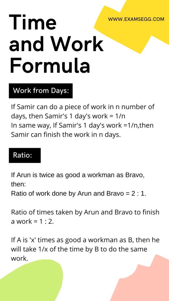 time and work aptitude formulas